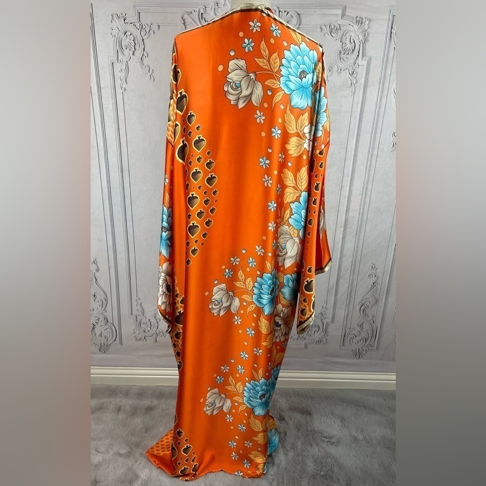 Elegant Bohemian Oversized Kimono Floral Print Cardigan Kaftan Swimsuit Coverup - Picture 6 of 10